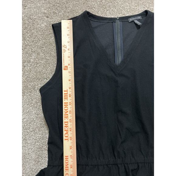 EILEEN FISHER Women’s L Black V-Neck Washable Crepe Stretch Jersey Jumpsuit  - Picture 5 of 11